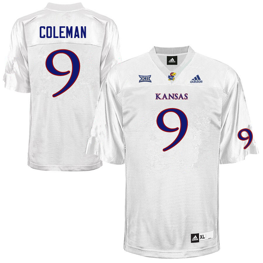 Men #9 Day Day Coleman Kansas Jayhawks College Football Jerseys Sale-White - Click Image to Close